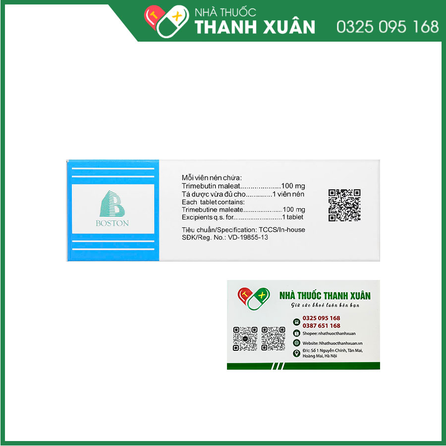 Trimeboston 100 điều trị rối loạn chức năng của đường tiêu hóa và ống mật